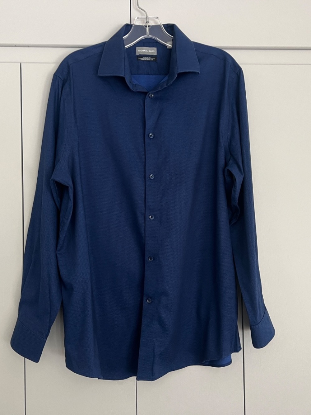 Michael Kors Navy Blue Regular Fit Comfort Stretch Dress Shirt L